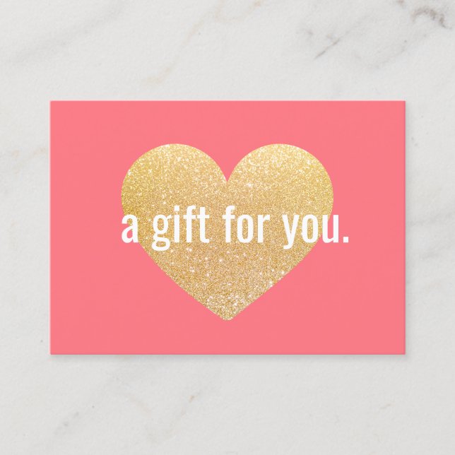 Modern Gold Glitter Heart Gift Certificate (Front)