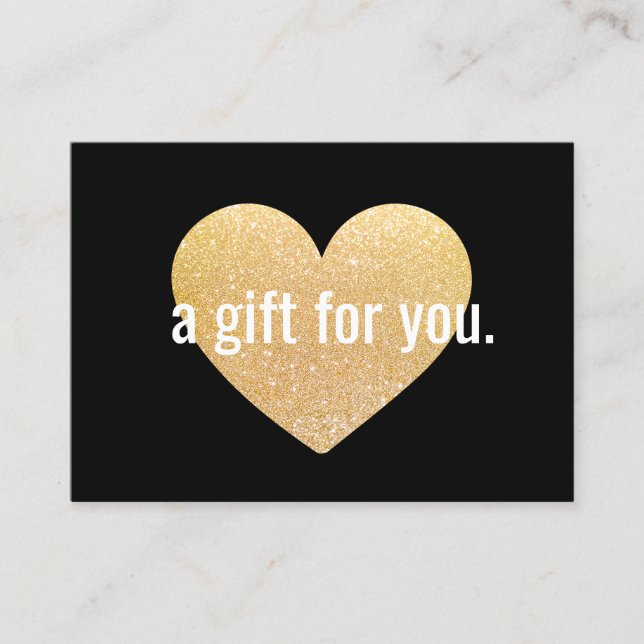 Modern Gold Glitter Heart Gift Certificate (Front)
