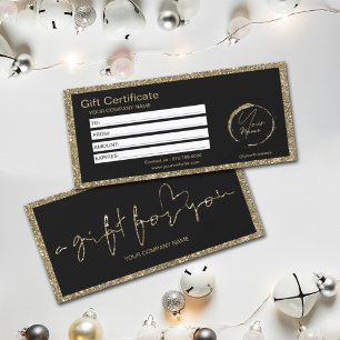 Modern Gold Glitter Heart Gift Certificate