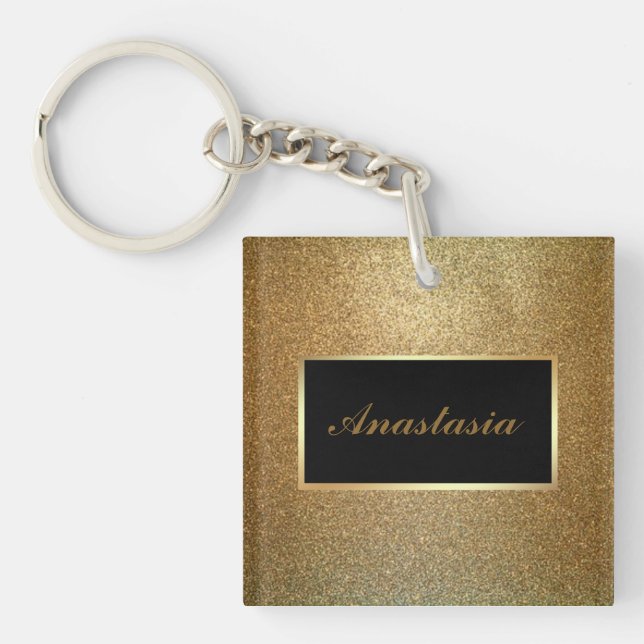 Modern Gold Glitter Key Ring (Front)