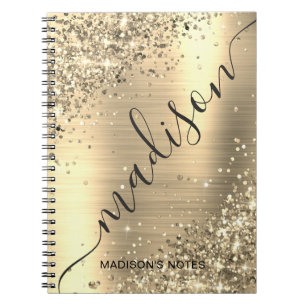 Modern Gold Glitter Metallic Monogram Script   Notebook