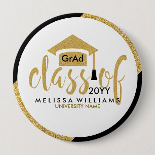 Modern Gold Glitter Modern Text Class Of 2016 10 Cm Round Badge