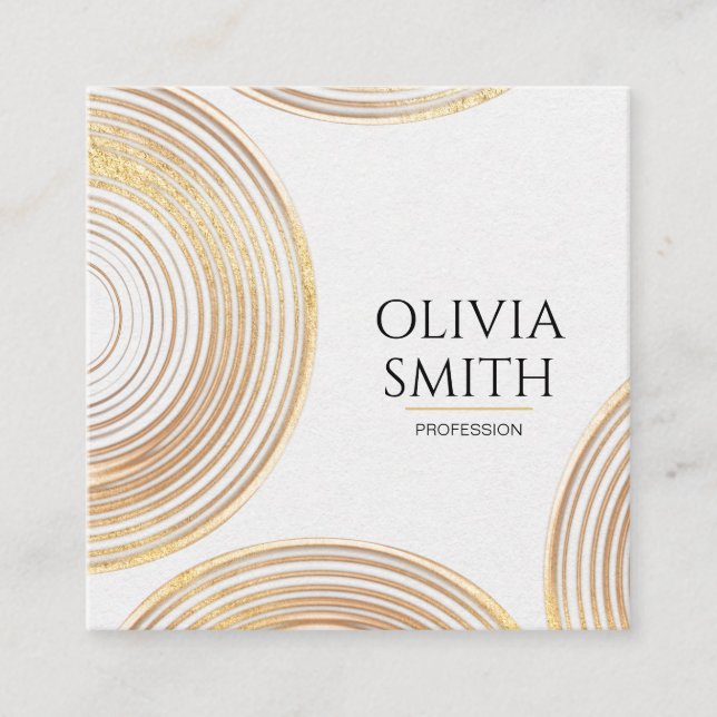 Modern Gold Glitter QR Code Abstract Pattern  Square Business Card (Front)