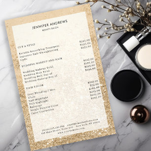 Modern Gold Glitter Salon Price List Flyer