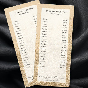 Modern Gold Glitter Salon Price List Rack Card