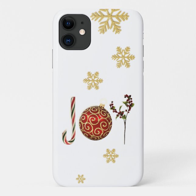Modern gold glitter snowflakes with arty Joy Case-Mate iPhone Case (Back)