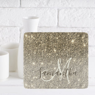 Modern Gold Glitter Sparkles Personalised Name Cutting Board