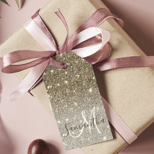 Modern Gold Glitter Sparkles Personalised Name Gift Tags