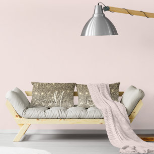 Modern Gold Glitter Sparkles Personalised Name Lumbar Cushion