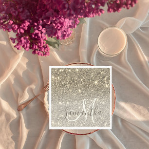Modern Gold Glitter Sparkles Personalised Name Napkin