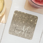 Modern Gold Glitter Sparkles Personalised Name Square Paper Coaster<br><div class="desc">Introducing our Modern Gold Glitter Sparkles Personalised Name collection, where elegance meets customisation. Step into a world of shimmering beauty with our exquisite range of products, designed to add a touch of luxury to your everyday life. Our collection showcases the captivating allure of modern gold glitter sparkles, creating a dazzling...</div>