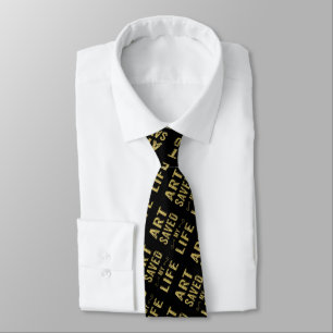 Modern Gold Glitter Text Design-Art Saved My Life Tie