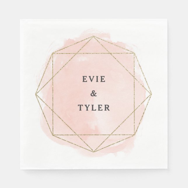 Modern Gold Glitter Watercolor Couples Napkin (Front)