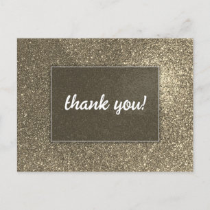 Modern Gold Glitter Wedding Thank You Postcard