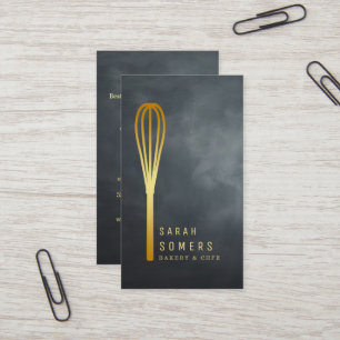 Modern Gold Glitter Whisk Bakery Business Card