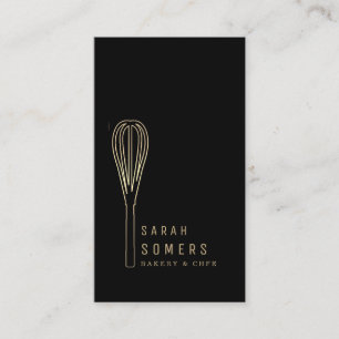 Modern Gold Glitter Whisk Bakery Business Card
