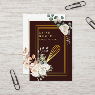 Modern Gold Glitter Whisk Bakery Business Card