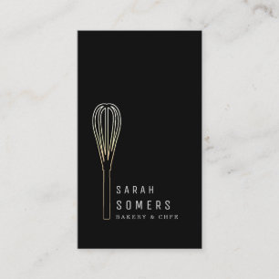 Modern Gold Glitter Whisk Bakery Business Card