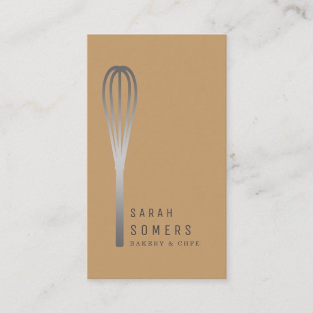 Modern Gold Glitter Whisk Bakery Business Card (Front)