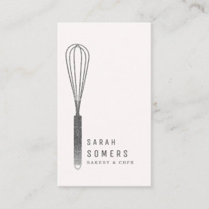 Modern Gold Glitter Whisk Bakery Business Card