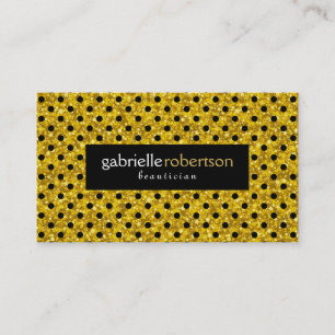 Modern Gold Glitter With Black Polkadots Pattern Business Card
