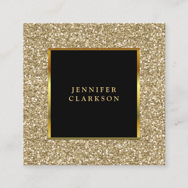 Modern Gold golden Glitter stylish professional Square Business Card (Front)