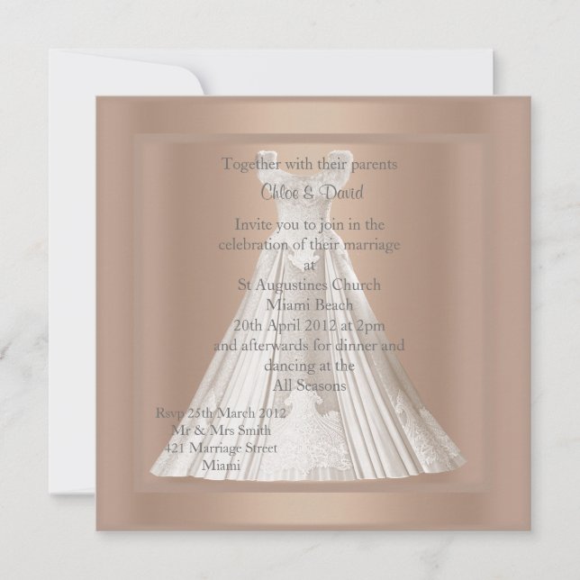 MODERN GOLD GOWN WEDDING INVITATION (Front)