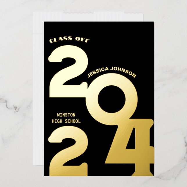MODERN GOLD GRAD PARTY FOIL INVITATION (Envelope)