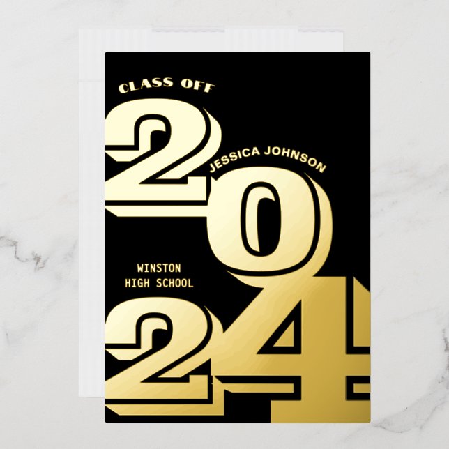 MODERN GOLD GRAD PARTY FOIL INVITATION (Envelope)