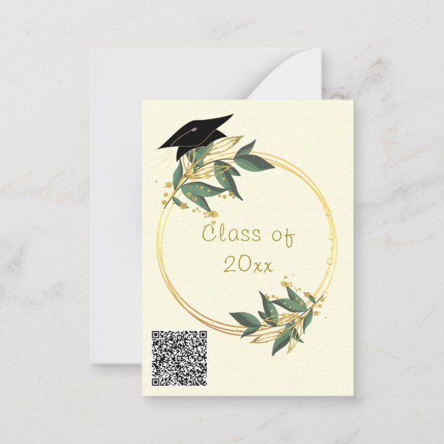 Modern Gold Graduation Invitation with QR Code (Back)