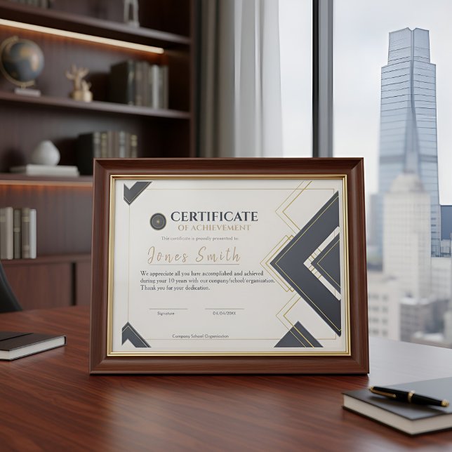 Modern Gold Gray Certificate of Achievement Design (Creator Uploaded)
