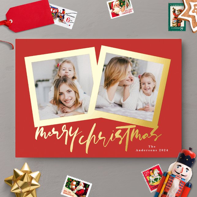 modern gold greens merry christmas multi photo (Creator Uploaded)