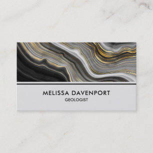 Modern Gold & Grey Agate Geode Gemstone Business Card
