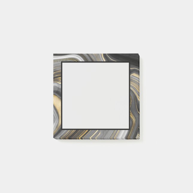 Modern Gold & Grey Agate Geode Mineral Abstract Post-it Notes (Front)