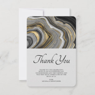 Modern Gold & Grey Agate Geode Pattern Thank You Card