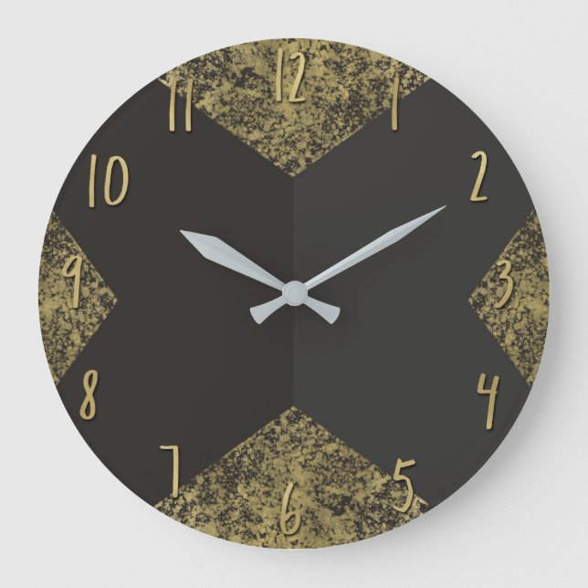 Modern Gold & Grey Chic Large Clock (Front)