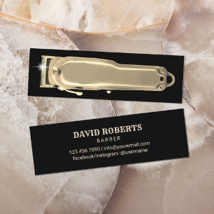 Modern Gold Hair Clipper Barber Shop Hairdresser Mini Business Card