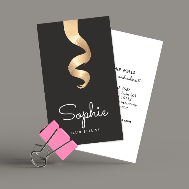 Modern  Gold Hair Curl Salon Hair Stylist Salon Business Card (Creator Uploaded)