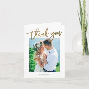 Modern Gold Handwritten Wedding Thank You Card