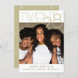 Modern Gold Happy New Years Classic Custom Photo Holiday Card