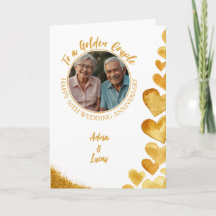 Modern Gold Heart 50th Wedding Anniversary Card