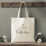 Modern Gold Heart Bridesmaid Tote Bag<br><div class="desc">Custom-designed tote bag for your bridesmaid featuring personalised name in modern hand calligraphy with gold heart design.</div>