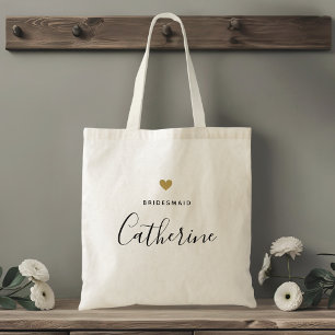 Modern Gold Heart Bridesmaid Tote Bag