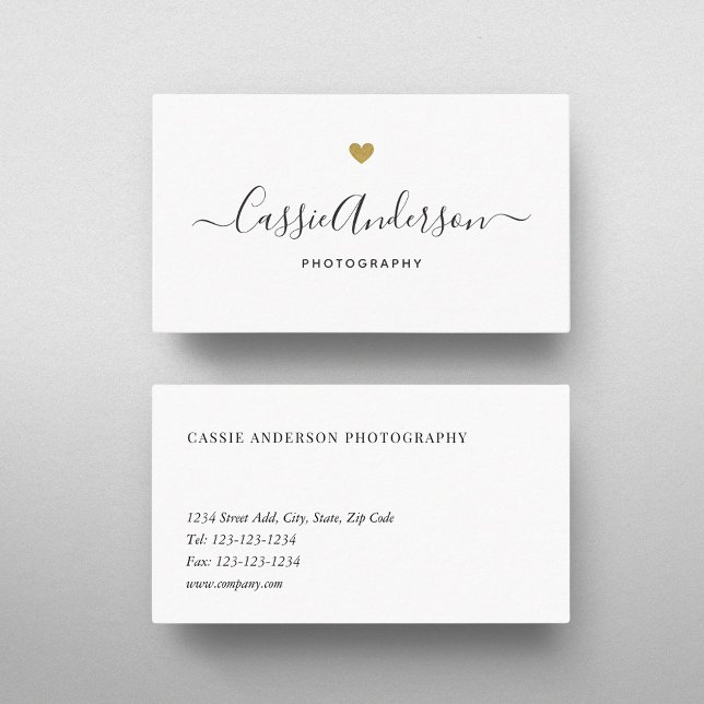 Modern Gold Heart Personalised Business Card (Creator Uploaded)