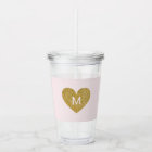 Modern Gold Heart Personalised Monogram Pink