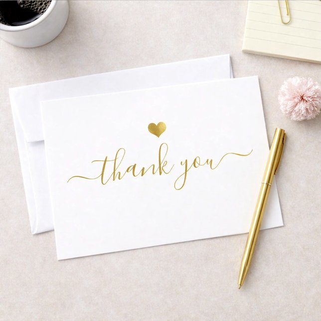 Modern Gold Heart Thank You Script Invitation (Creator Uploaded)