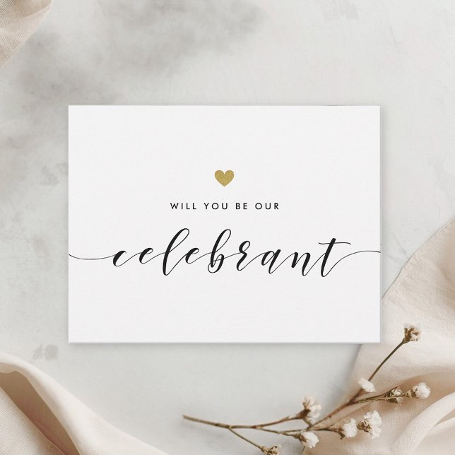 Modern Gold Hearts Be Our Celebrant Invitation Postcard (Creator Uploaded)