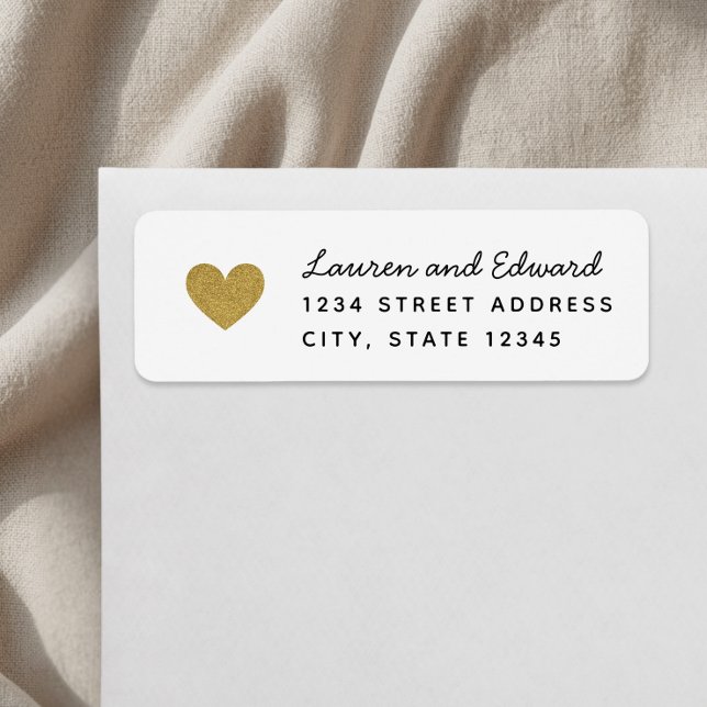 Modern Gold Hearts Wedding Return Address (Creator Uploaded)
