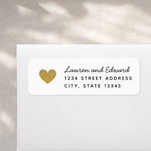 Modern Gold Hearts Wedding Return Address