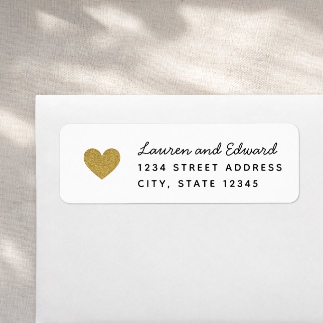 Modern Gold Hearts Wedding Return Address (Creator Uploaded)